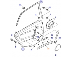 Zierleiste Tür innen hinten links / LH Tektite-Oberfläche SAAB 9-5 I 2006-2007, SAAB Original-Ersatzteil