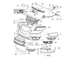 Kühlergrill / Kühler unten außen links / LH ohne Nebenscheinwerfer Linear / Vector SAAB 9-5 II 2010-2011, SAAB Original-Ersatzteil