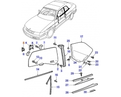 Begrenzer Türscheibe hinten SAAB 9-3 I Cabriolet 1998-2003, SAAB Original-Ersatzteil