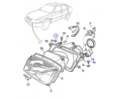 Seal Headlamp RH SAAB 900 II / 9-3 I 1994-2003, SAAB Genuine Part