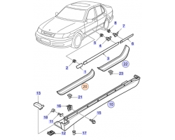 Schwellerschutz rechts / RH SAAB 9-5 I 1998-2010, SAAB Original-Ersatzteil