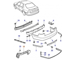 Bracket Mounting Bumper rear left / LH SAAB 9-5 I 4-Door / Sedan 2002-2005, SAAB Genuine Part